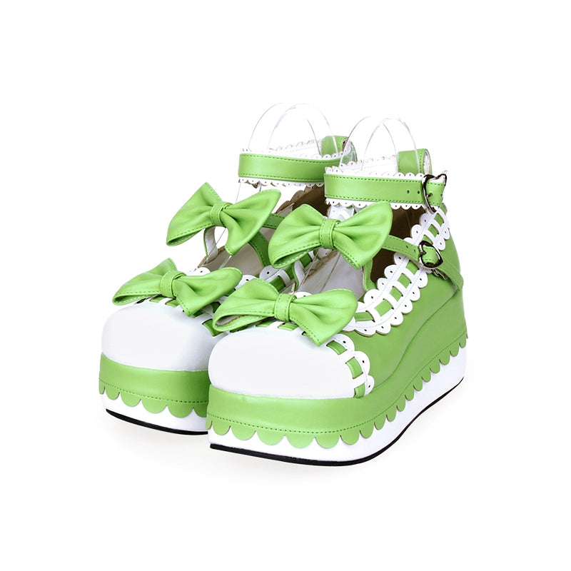 Lolita Shoes Platform Shoes With Bows And Laces (34 35 36 37 38 39 40 41 42 43 44 45 46 47) 31792:368142