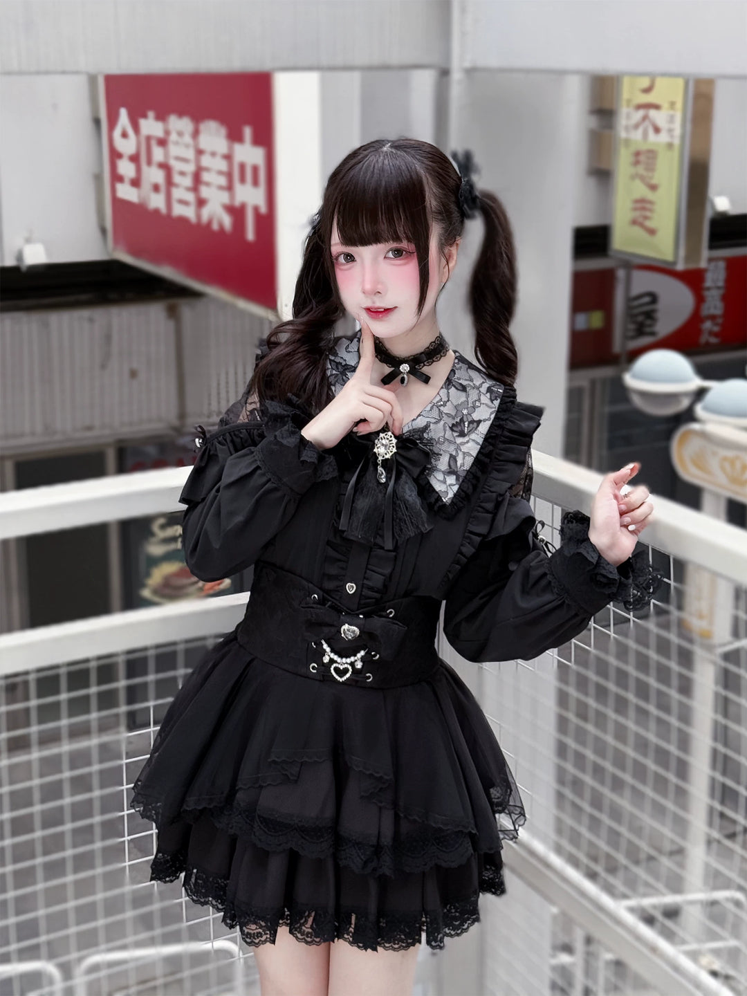 Jirai Kei Tiered Tuffles Skirt, Elastic High-Waist 44587:814583