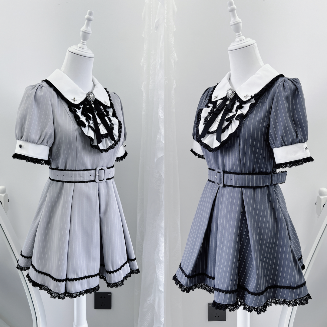 Maid Style Jirai Kei Dress Set, Pocketed Shorts + Apron 43439:778394