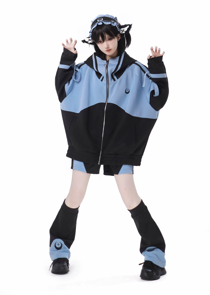 Subcul Jirai Kei Outfit Set With Moon & Star Print 34496:465556