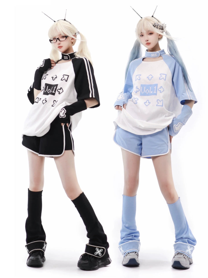 Tech Printed Tenshi Kaiwai T-Shirt & Shorts With Side Pocket 22478:336068