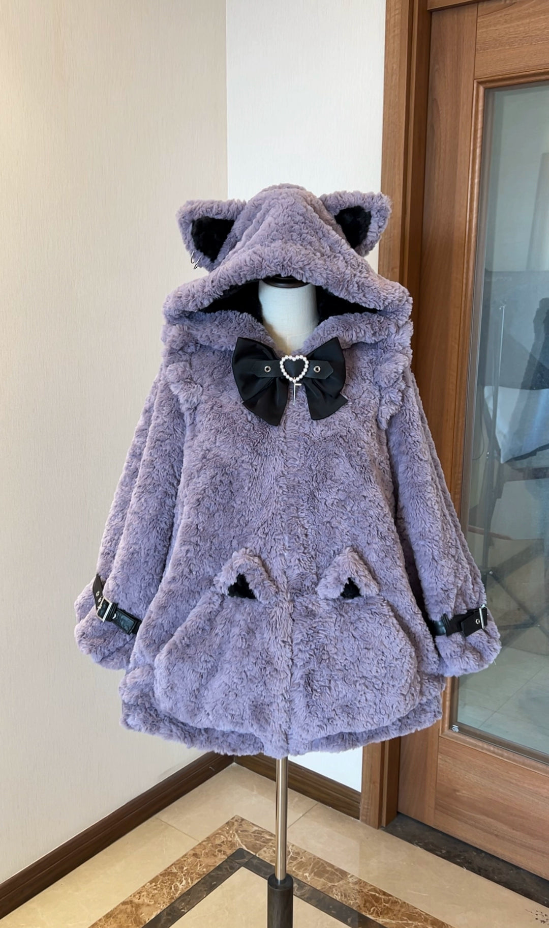 Jirai Kei Coat Cat Ear Hood Jacket Fleece Coat (L S / Purple) 39958:646712