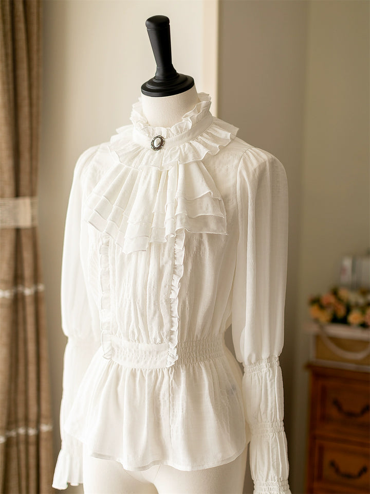 Classic Lolita A-Line Skirt + Button-Front Vest + White Blouse (2XL L M S XL) 40944:770370
