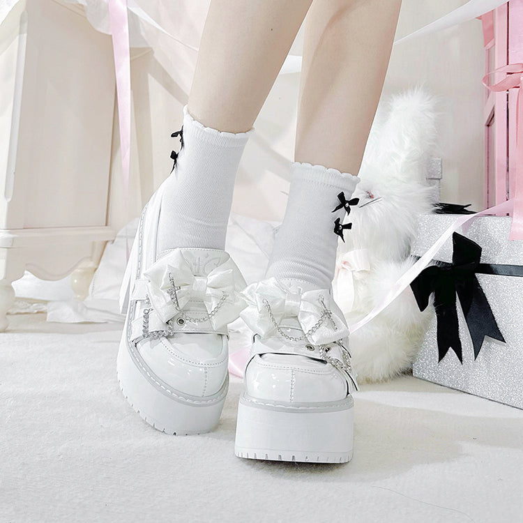 Jirai Kei Platform Shoes With Square Rhinestone and Cross Pendant 42228:734286