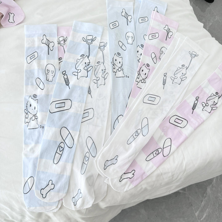 Tenshi Kaiwai Socks Over-the-Knee Socks Velvet High Tube Socks 36524:535696