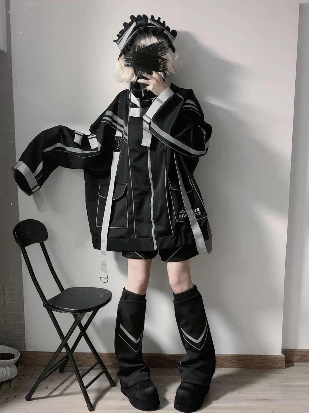 Plus Size Punk Couple Jacket Set, Oversized Style 35440:608096
