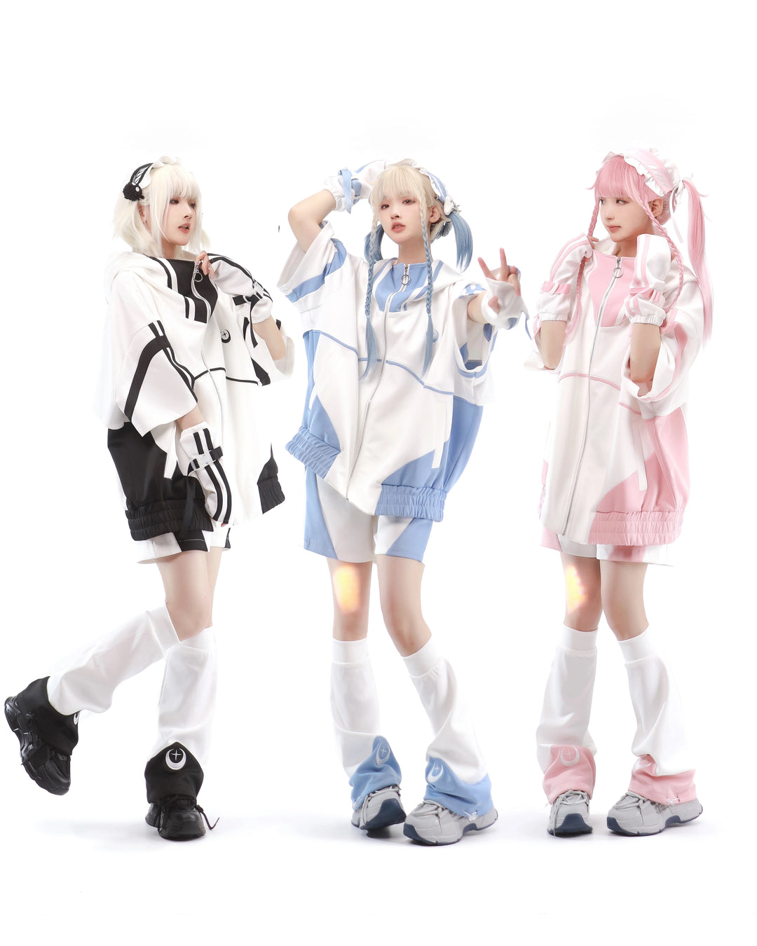 Multicolor Tenshi Kaiwai Jacket Set, Pockets, Zipper 29164:357014