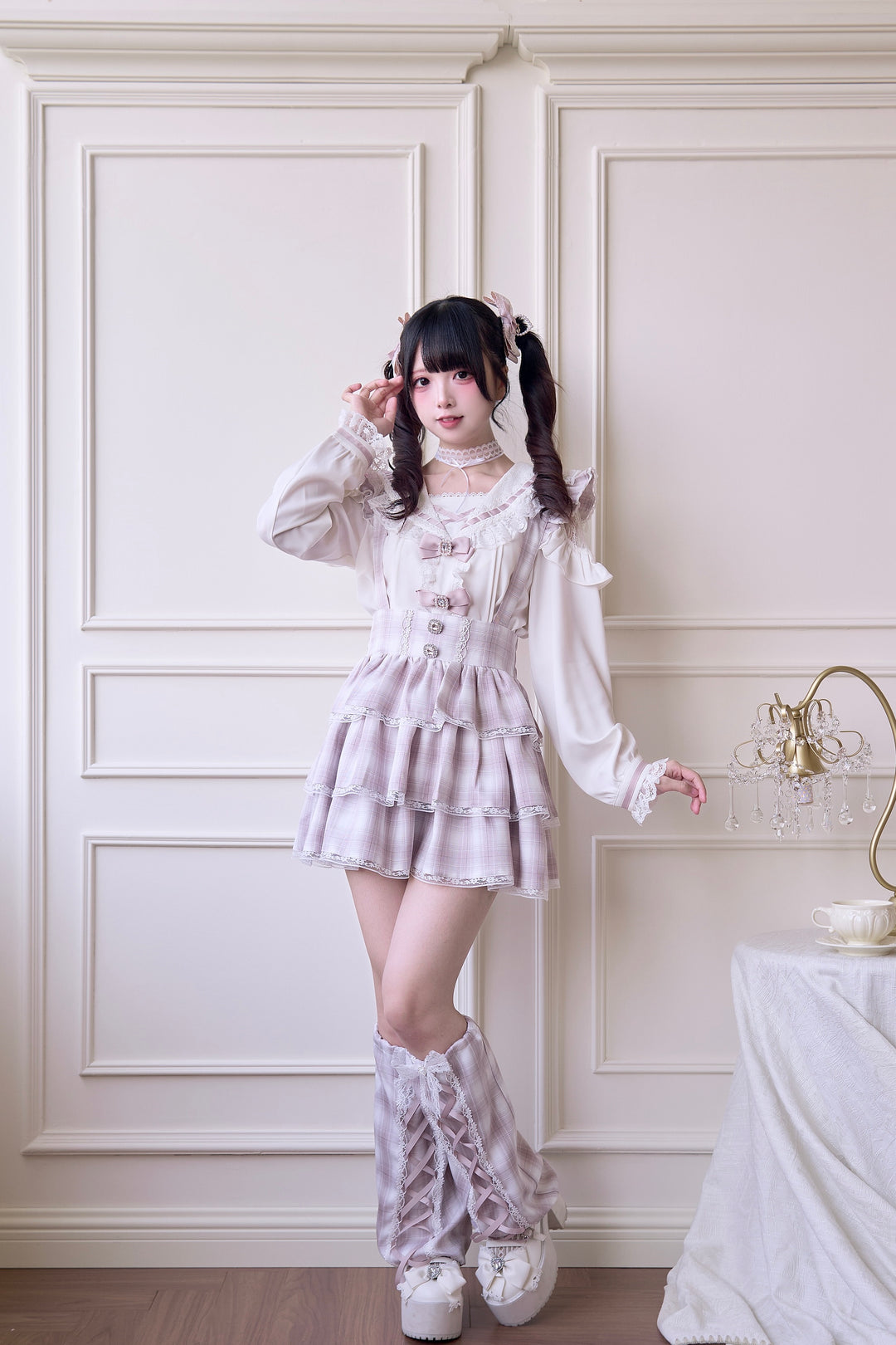 Plaid Jirai Kei Suspender Skirt with Removable Straps 42625:750982