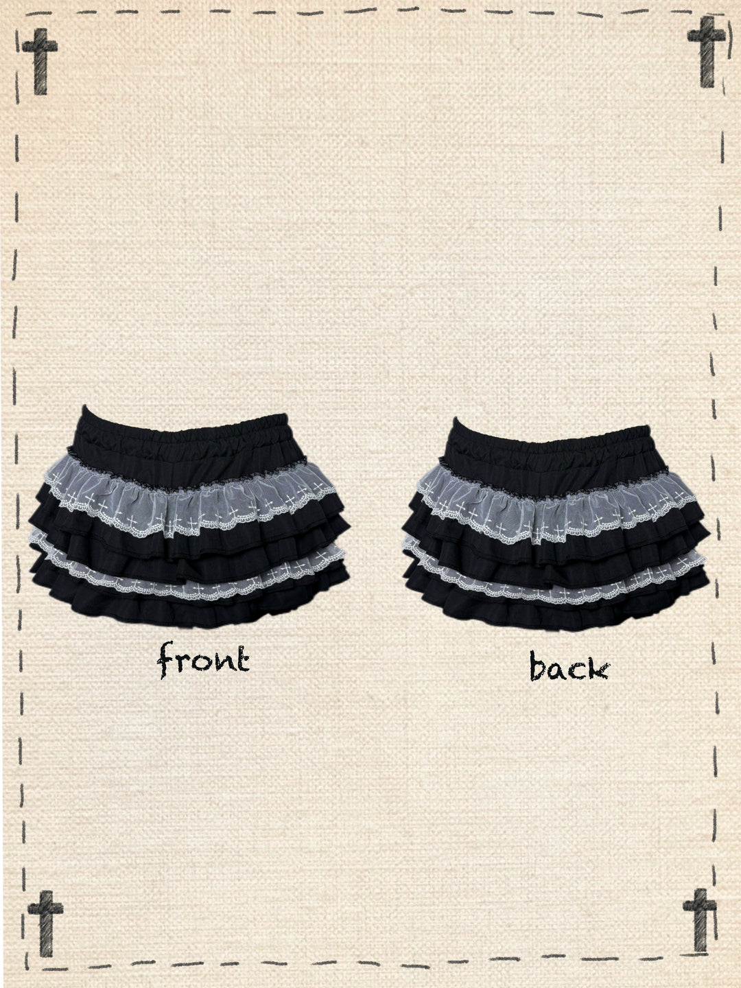 Gothic Cross-Detailed T-shirt & Tiered Ruffle Bloomers 43079:764554