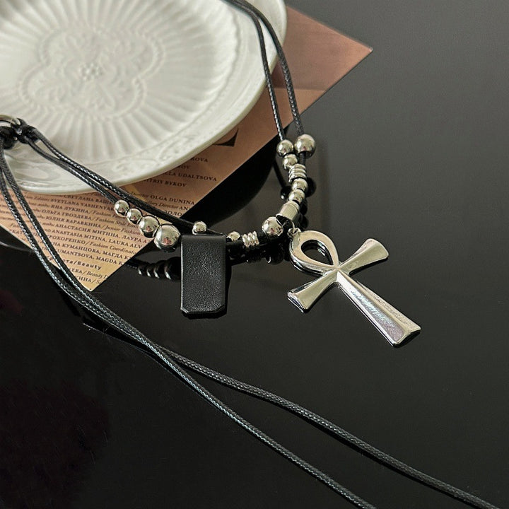 Y2K Necklace Gothic Punk Jewelry Cross Pendant Alloy Chain 42683:749492