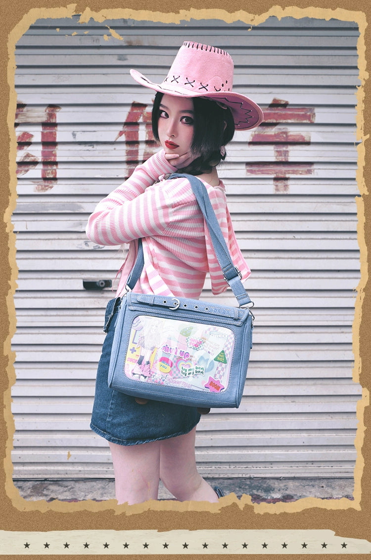 Kawaii Ita Bag Denim Crossbody Bag Large Capacity Handbag 37050:551684