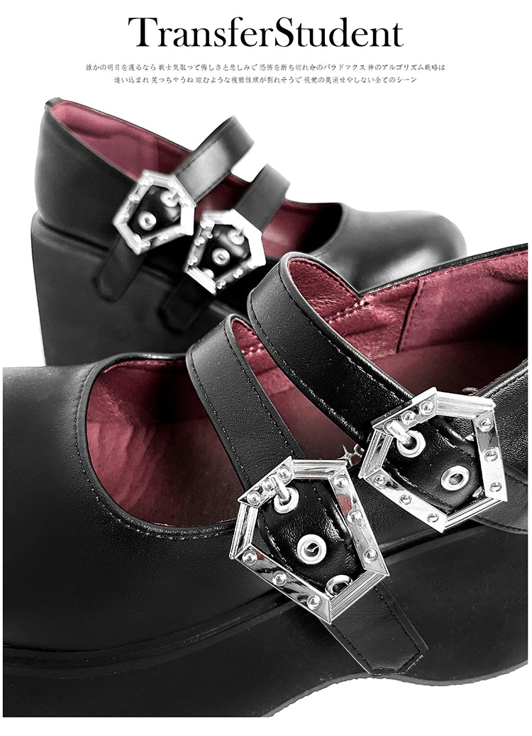 Black Red Platform Shoes Mary Jane Shoes 29728:367886