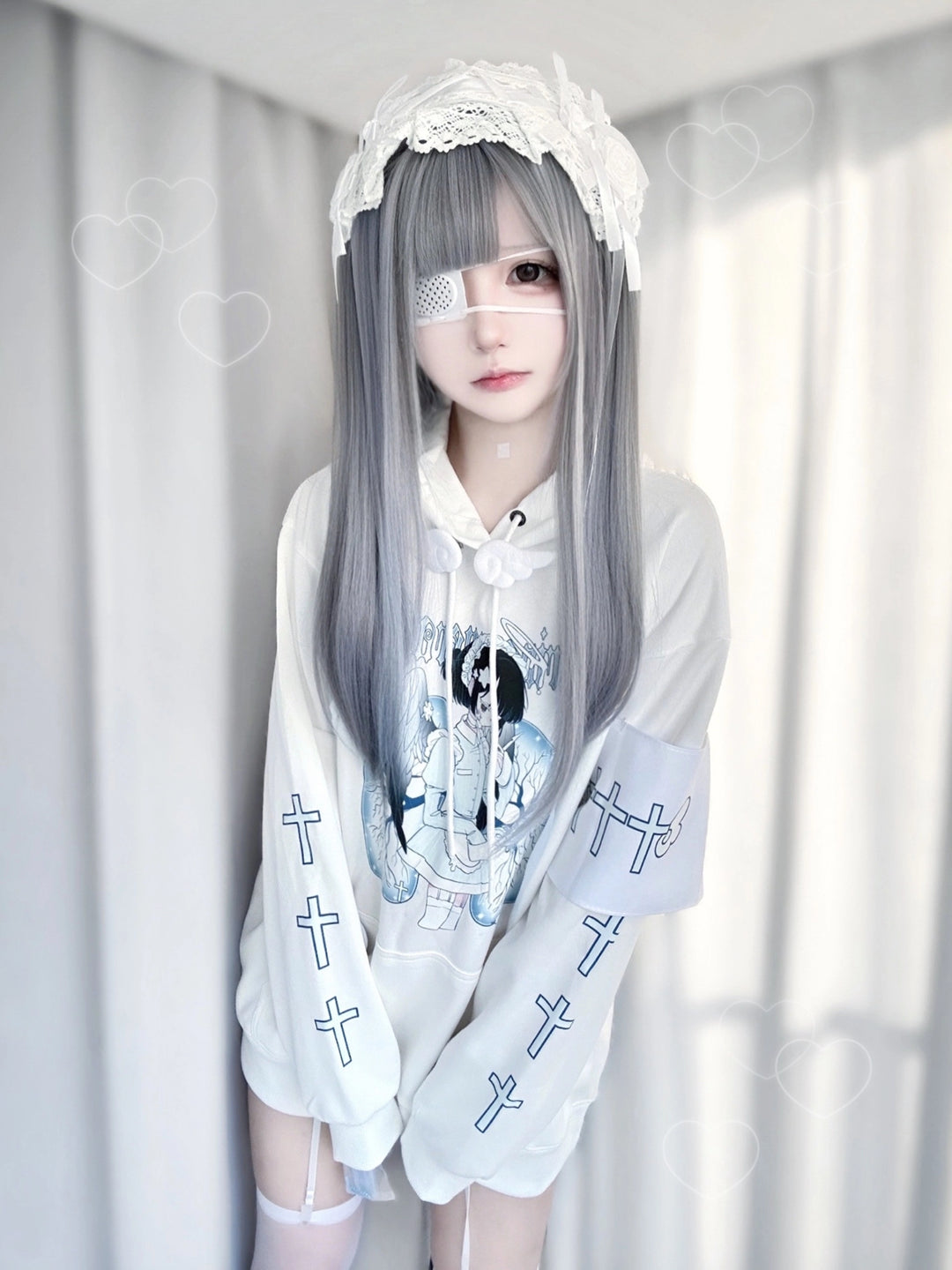Tenshin Kaiwai Hoodie Medical Angel Print Hooded Sweatshirt 39430:628006