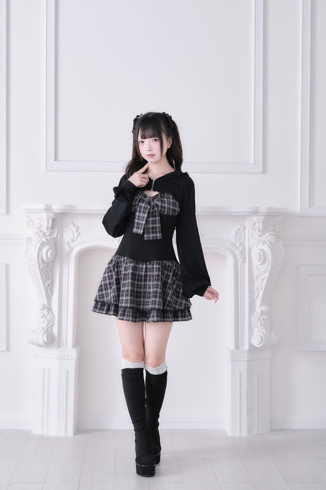 Jirai Kei One-Piece Dress, Hoodie-Inspired 44816:823053