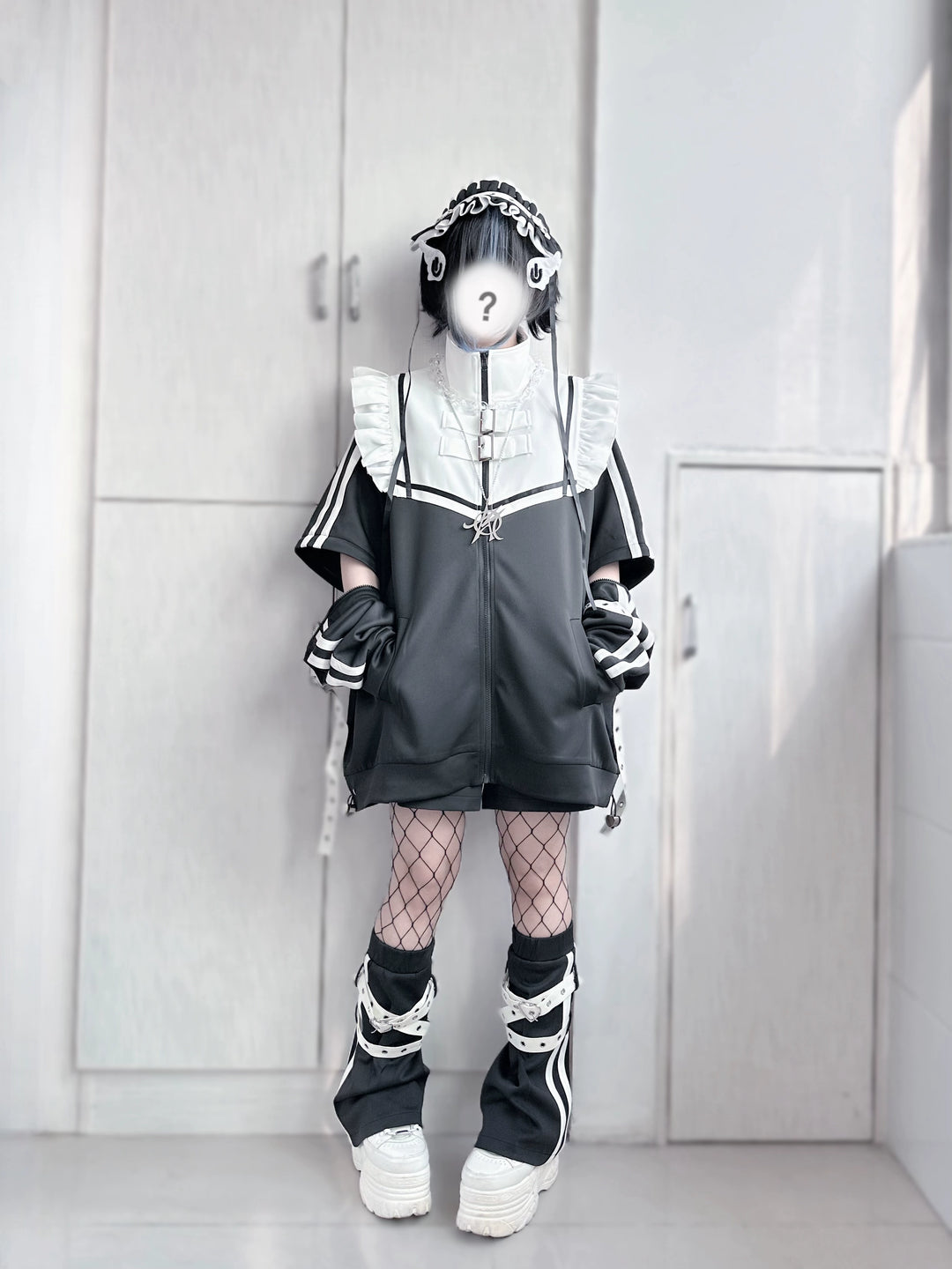 Tenshi Kaiwai Shorts Set Gray Black Jacket With Wings 35728:502650