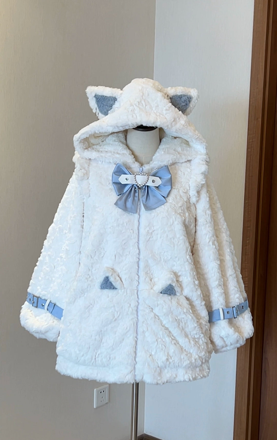 Jirai Kei Coat Cat Ear Hood Jacket Fleece Coat (L S) 39958:646636