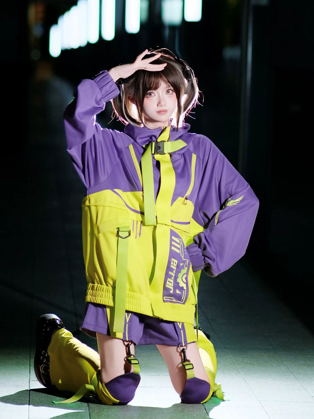 Cyberpunk Outfit, Detachable Jacket and Shorts Set 44424:810125