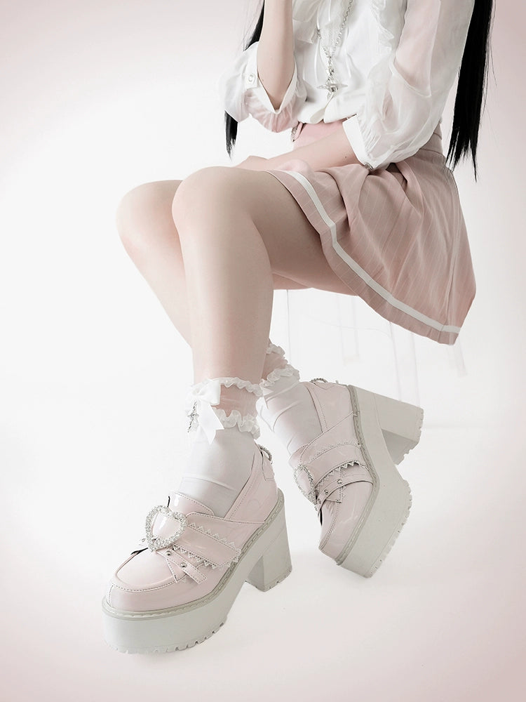Jirai Kei Platform Shoes Ryousangata High Heels Loafer Shoes 40098:655868