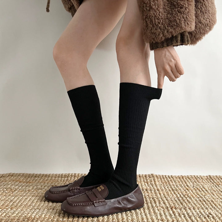 Japanese Style Solid Socks, Calf and Over-knee Styles 44076:795799