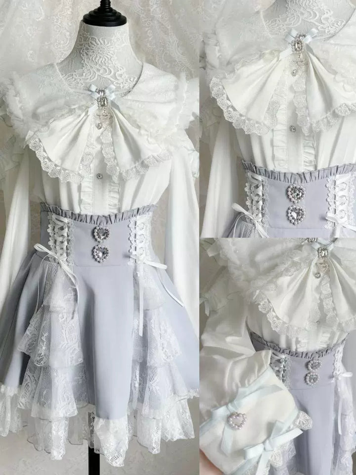 Jirai Kei Bunny Ear Blouse, Ruffles and Lace 43937:791907
