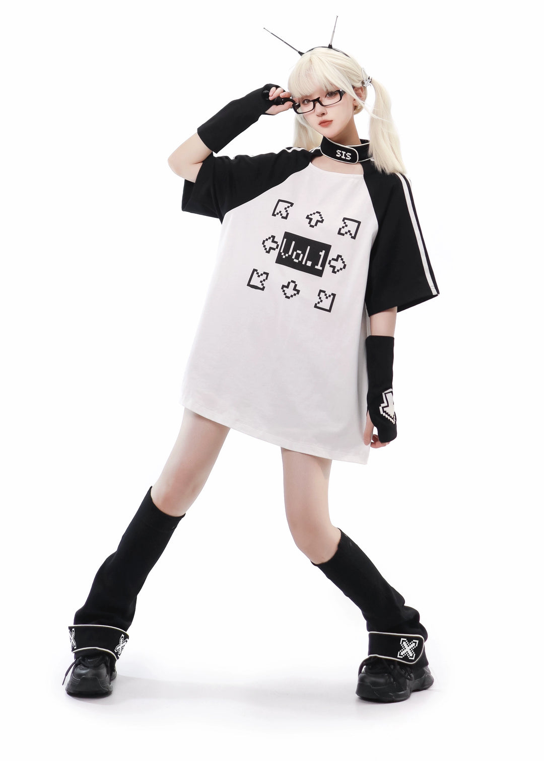 Tech Printed Tenshi Kaiwai T-Shirt & Shorts With Side Pocket (L M) 22478:336052