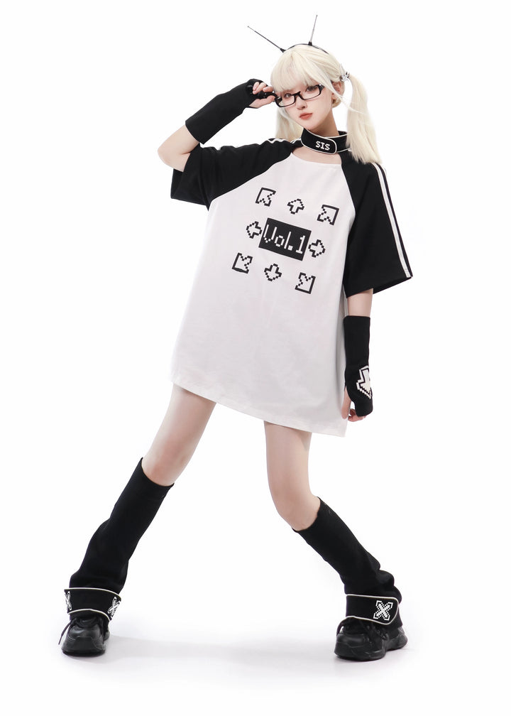 Tech Printed Tenshi Kaiwai T-Shirt & Shorts With Side Pocket (L M) 22478:336052
