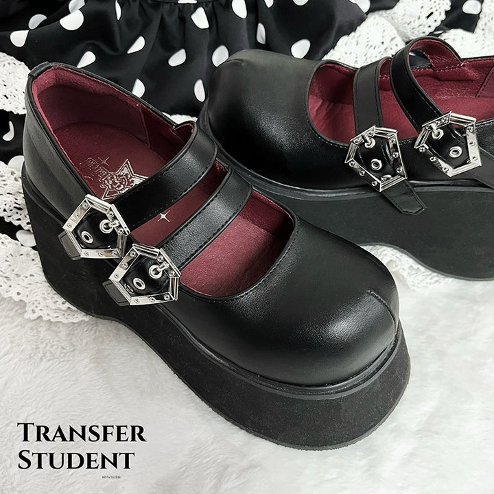 Black Red Platform Shoes Mary Jane Shoes 29728:367852
