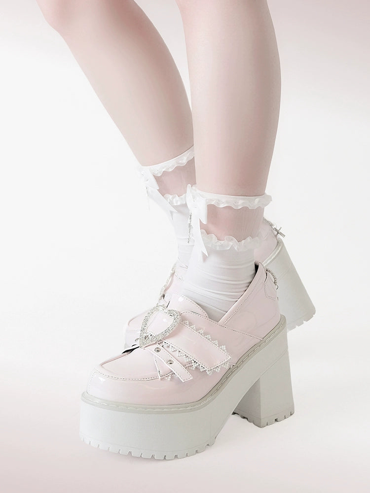 Jirai Kei Platform Shoes Ryousangata High Heels Loafer Shoes 40098:655842
