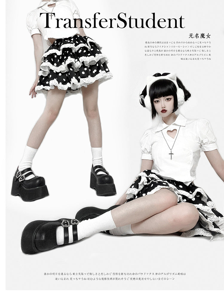 Black Red Platform Shoes Mary Jane Shoes 29728:367894