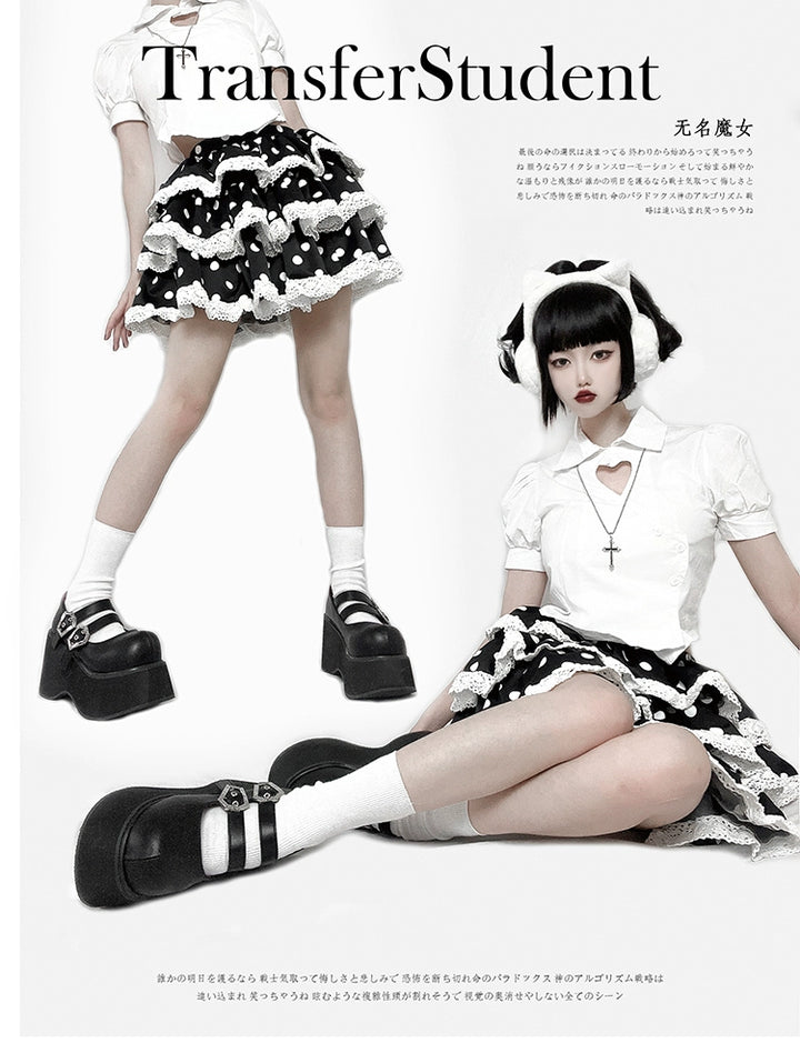 Black Red Platform Shoes Mary Jane Shoes 29728:367894