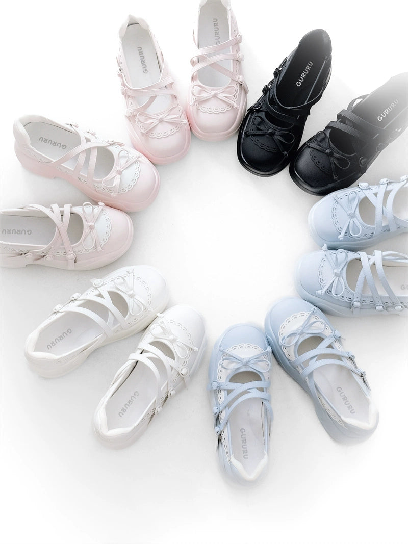 Kawaii Platform Sneakers, Adjustable Buckle, Premium Leather 43350:774145