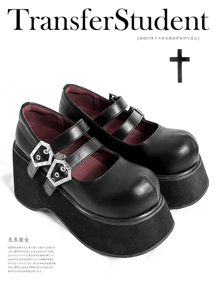 Black Red Platform Shoes Mary Jane Shoes 29728:367868