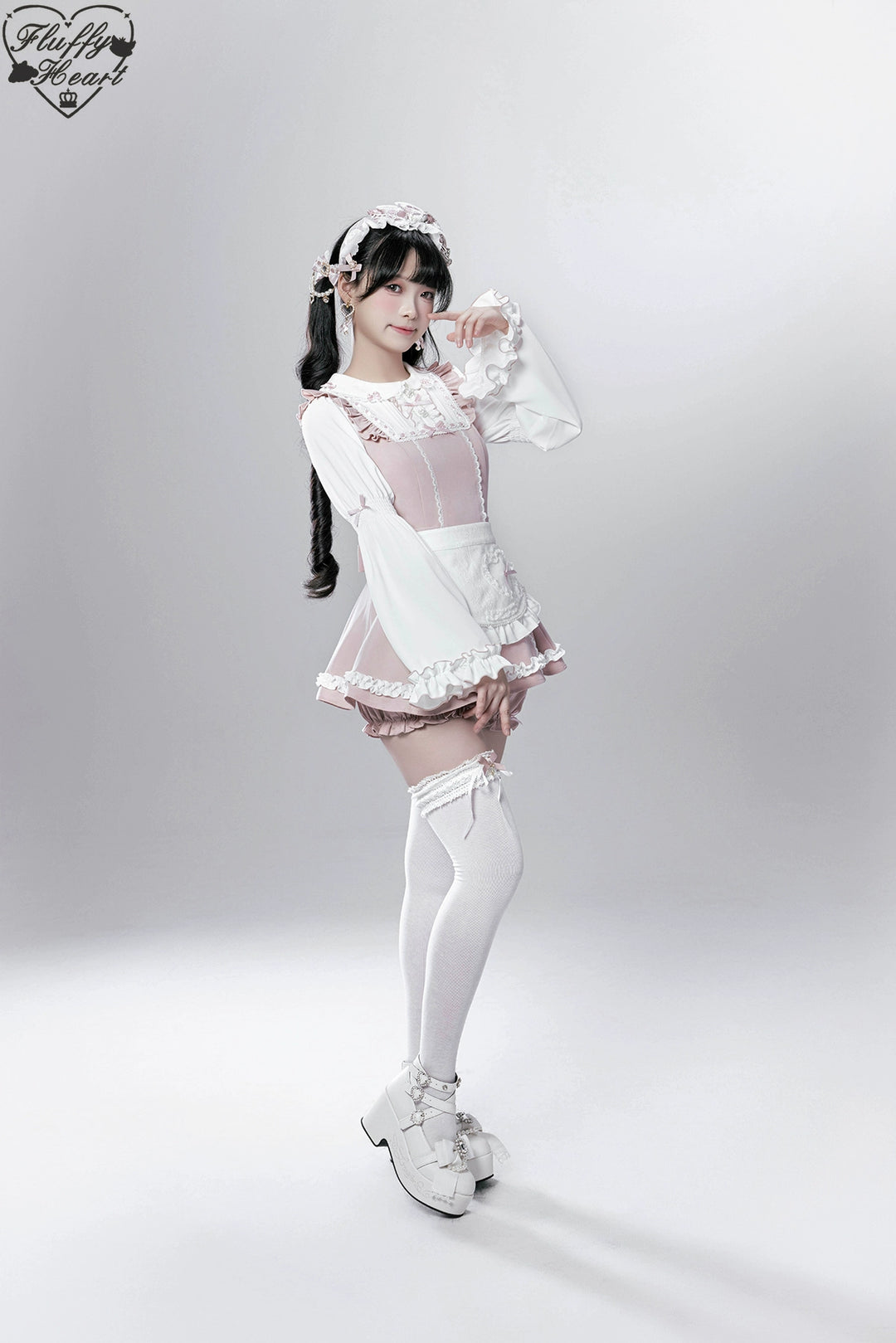 【Fluffy Heart】橱窗人偶日系女仆感可拆卸围裙萌系套装 现货 44119:796765