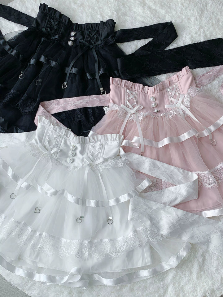 Jirai Kei Skirt Ryousangata Skirt Lace Tiered Skirt 38552:592164