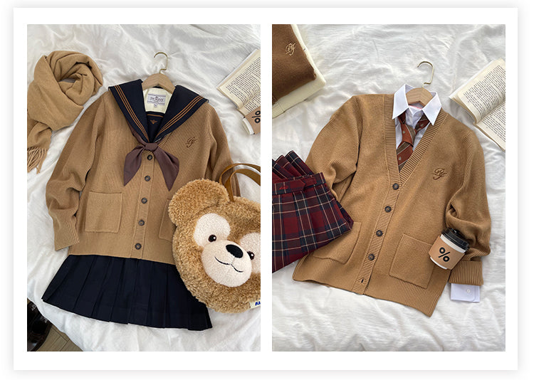 JK Uniform V-Neck Cardigan for Kansai-Collar Style Multicolor 42668:748727