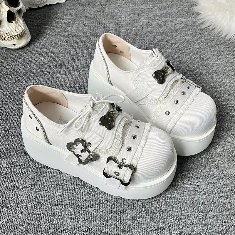 Y2K Punk Shoes Platform Shoes Slip-on Cowhide Shoes (34 35 36 37 38 39 40) 29722:368452