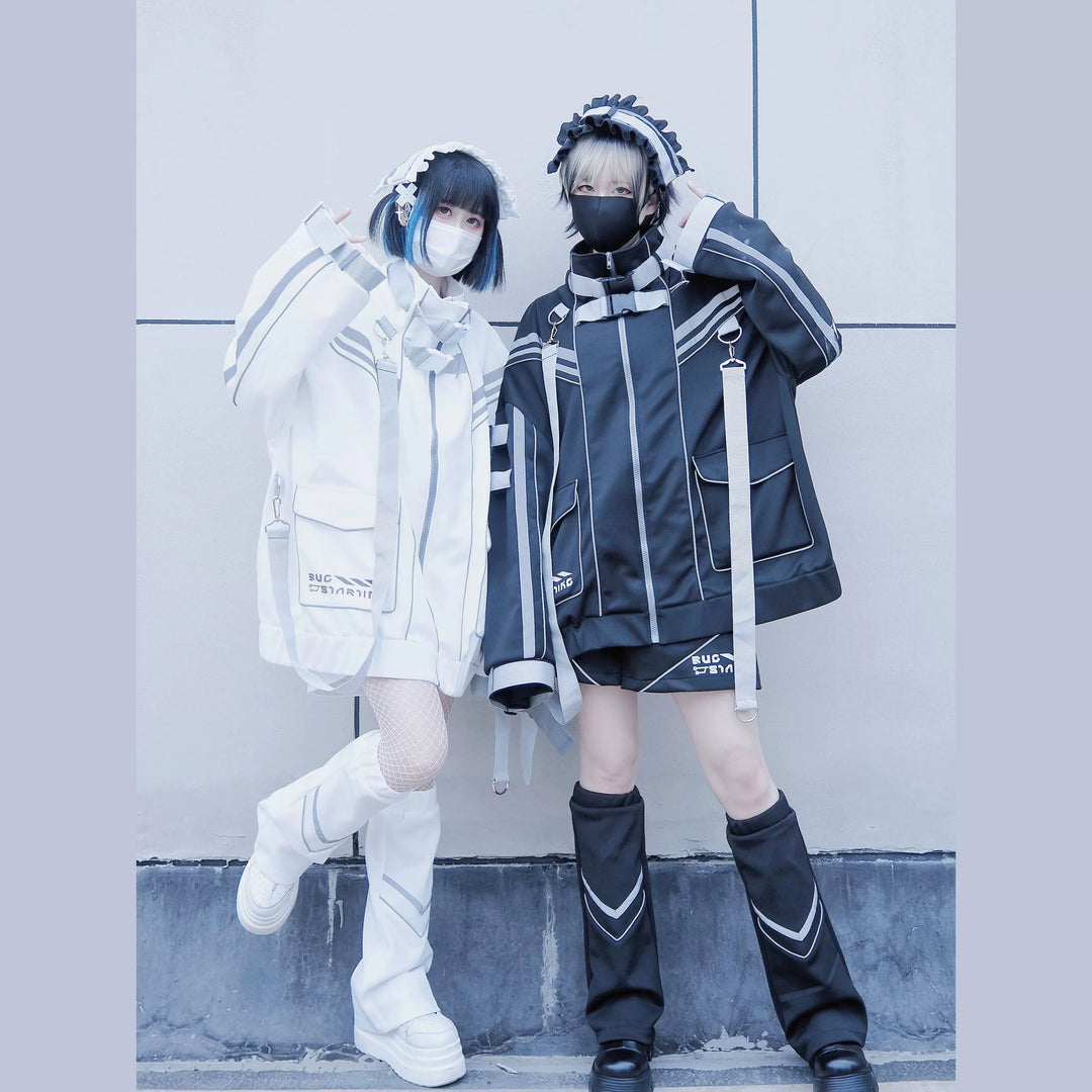 Plus Size Punk Couple Jacket Set, Oversized Style 35440:493400