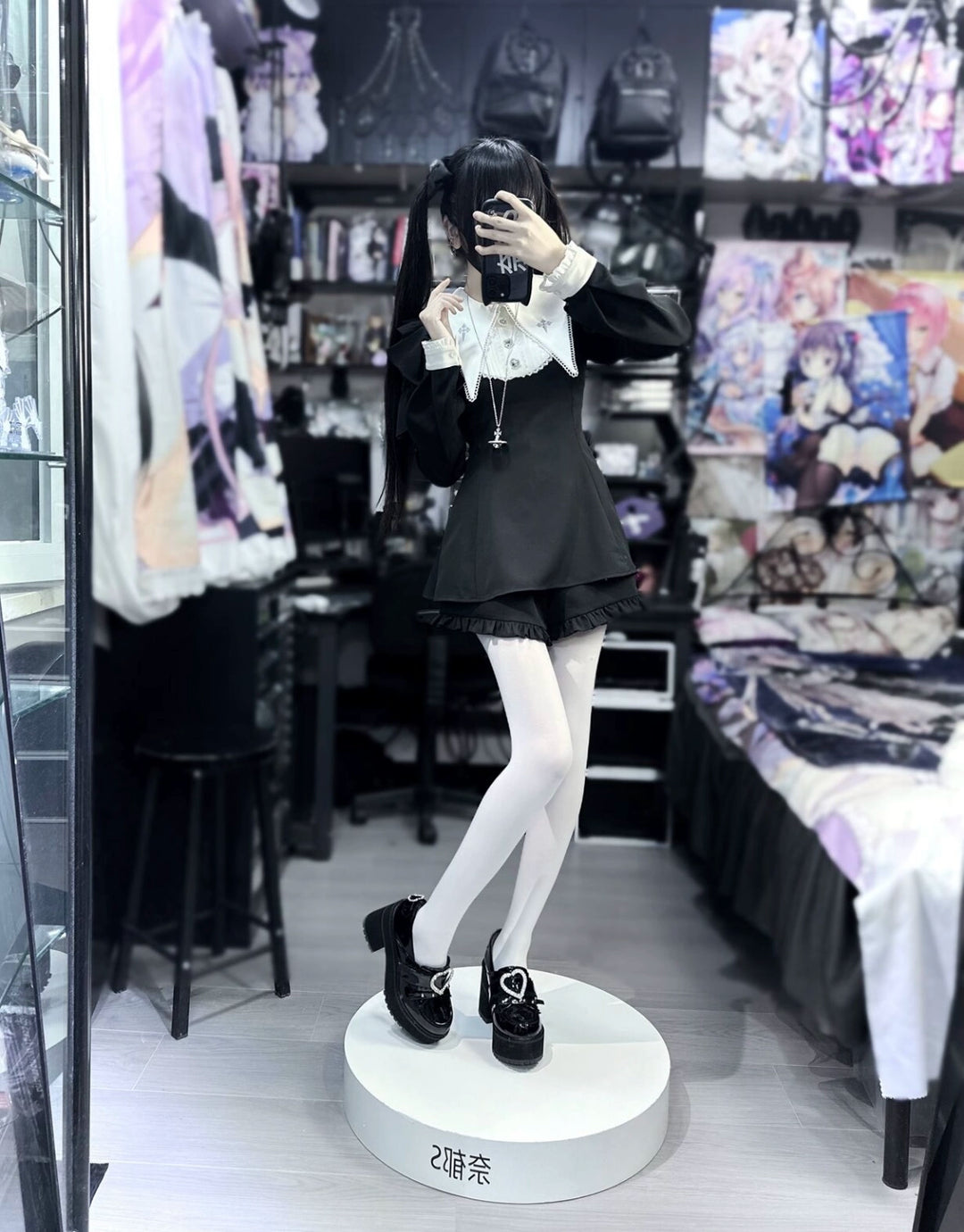 Jirai Kei Dress Puritan Collar Angel Wing Long-sleeved Dress 39868:643200