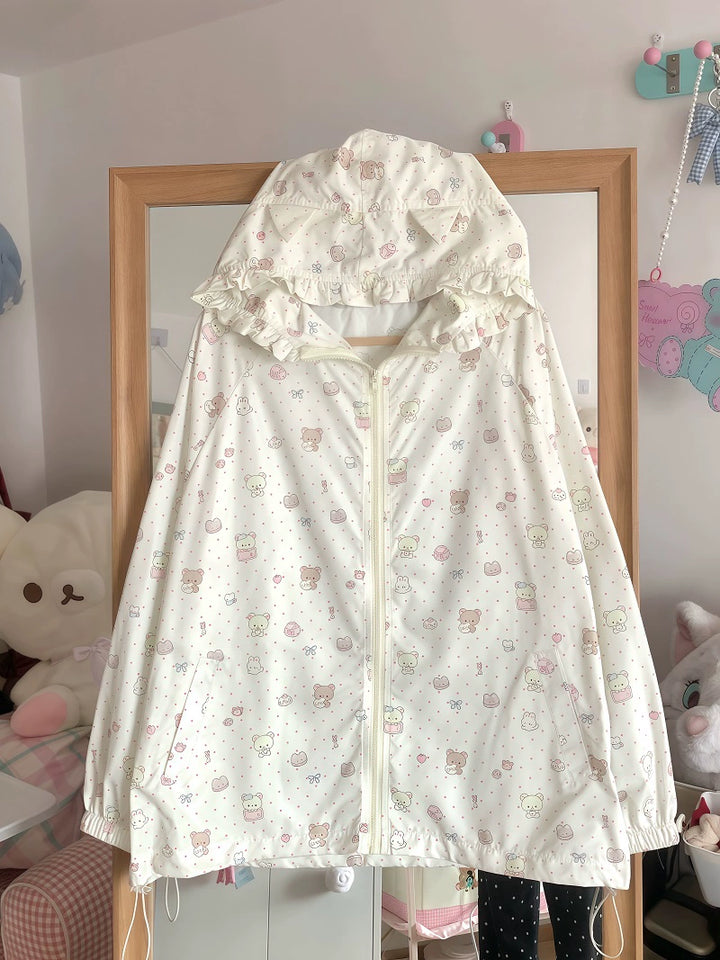 Kawaii Hooded Sunscreen Jacket with Cat Ears & Animal Prints (L M S XL XXL) 42905:759073