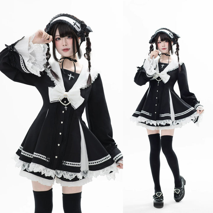 Jirai Kei Hime Sleeves Dress, Pocketed Shorts 44215:808506