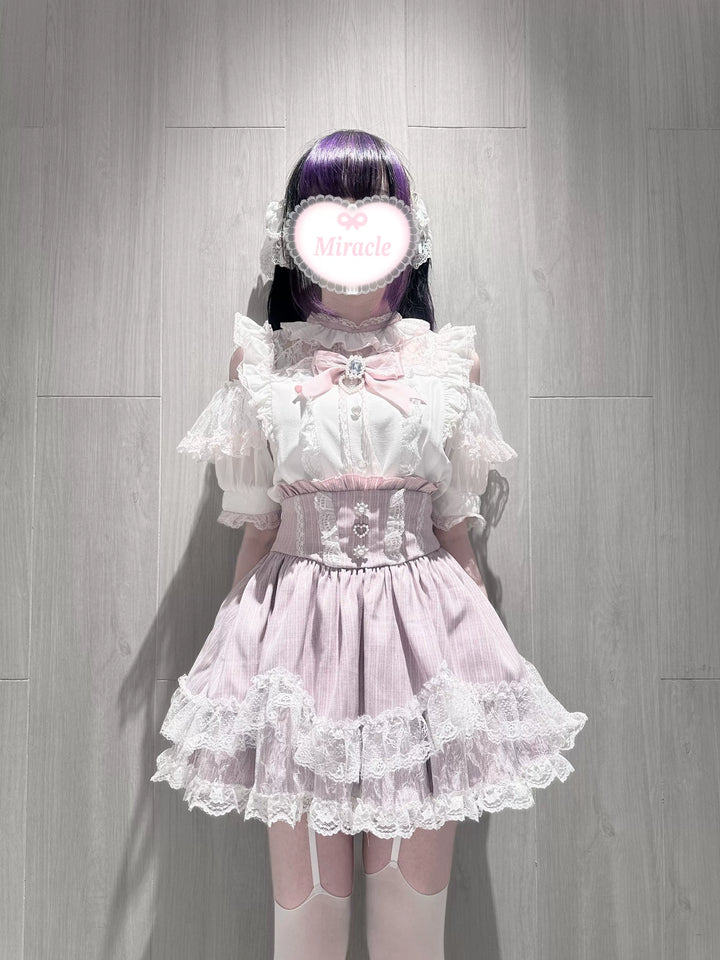 Jirai Kei Open-Shoulder Blouse with Ruffles 45647:857168