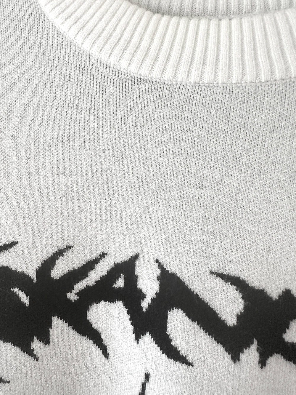 Punk Sweater White Bat Embroidered Sweater 39788:640162