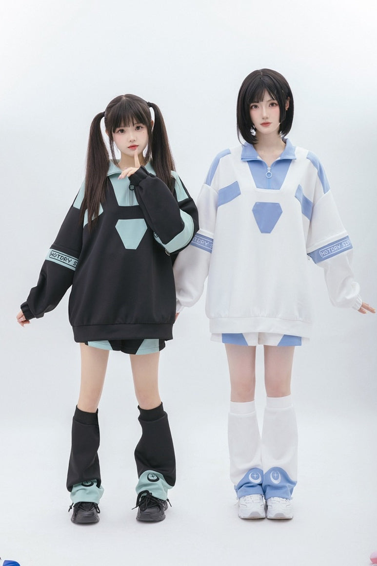 Tenshi Kaiwai Removable Sleeve Sweatshirt and Shorts Multicolor 29166:356902