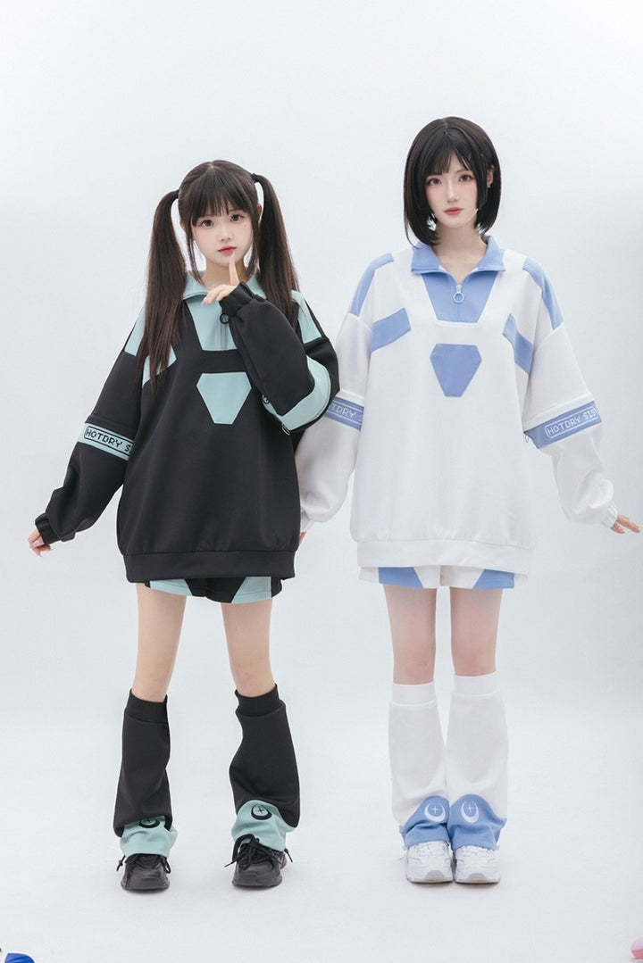 Tenshi Kaiwai Removable Sleeve Sweatshirt and Shorts Multicolor 29166:356902