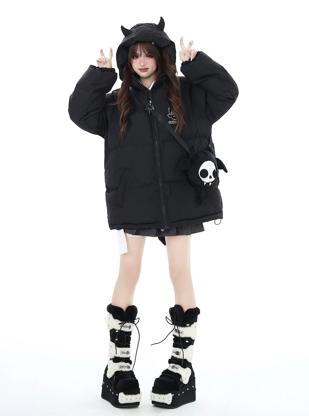 Plus Size Yami Kawaii Coat Winter Black Jacket Cotton Coat 39554:637050