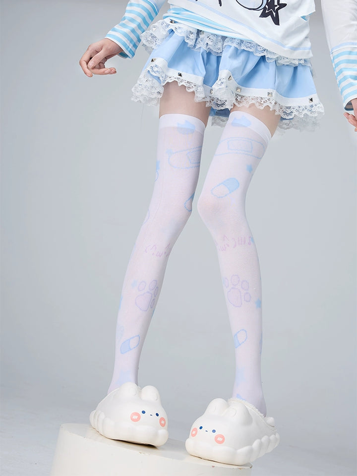 Tenshi Kaiwai Socks Over-the-Knee Socks Velvet High Tube Socks 36524:535706