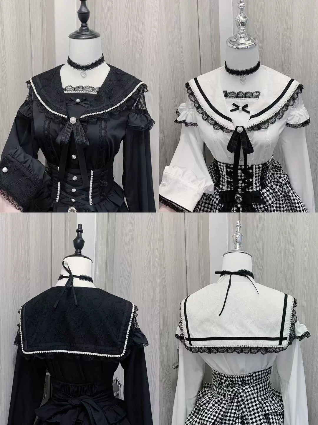 Jirai Kei Blouse Sailor Collar Shirt Long-sleeved Top 39446:634546