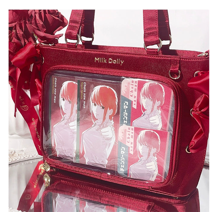 Satin Ita Bag, Clear Window & Detachable Ribbon Bow 43227:771945
