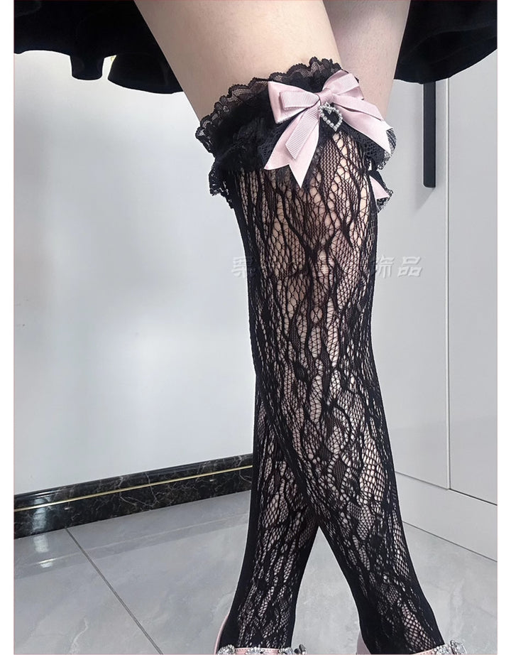 Jirai Kei Socks Bow Lace Over-knee Socks Multicolor 21580:751909