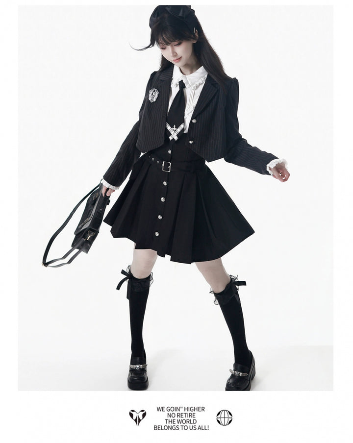 JK Uniform Striped Blazer, Blouse and Pleated Skirt 44171:800202